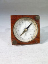 ANCIENNE PETITE BOUSSOLE DE POCHE VOYAGE BOIS D'ACAJOU CARTE MARINE EPOQUE XIX