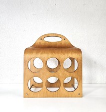 Danish Modern 6 Bottle Wine Rack Mid Century Birch Bentwood w/ Aluminum Rods