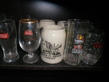 BIERE 2 verres ET 3 CHOPES BIERE STELLA  ARTOIS