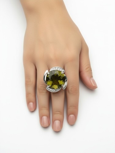 Anneau femme taillé - anneau, vert