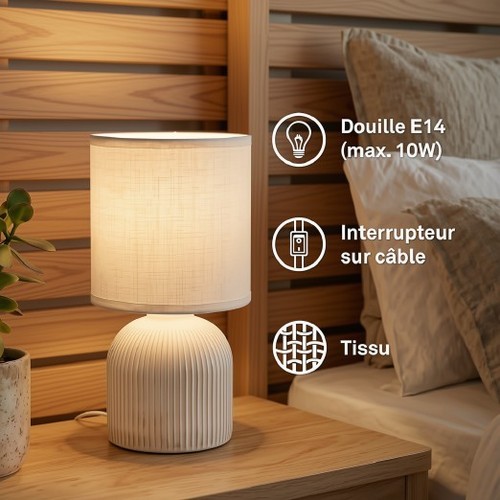Lampe chevet design beige - lampe, de