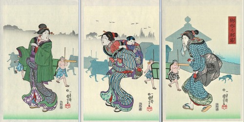 Triptyque estampes japonaises - triptyque,