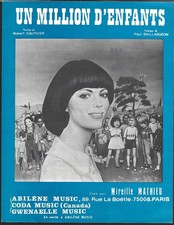 Partition de Musique MIREILLE MATHIEU Un million d'enfants Music Sheet 4 pages