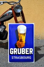 Plaque émaillée BIERE GRUBER