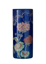 Vase Verre Bleu Décor Fleur