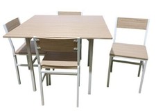 Set Table Carré 100 CM +4 Chaises Jardin en Bois Jardin Chêne 767ds