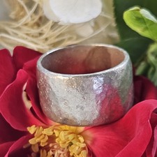 Bague Jonc Artisan Texturé martelé Argent 925 Poinçons Taille 52