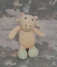 C1 / Petit Doudou Nounours  Adorable Peluche Vache  Beige Rose de 20 cm