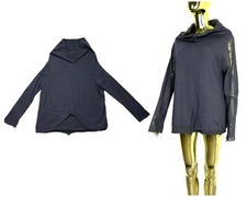 Kokomarina Lagenlook Layered Tunic Gray Top Pullover Mesh Sleeve Size XL