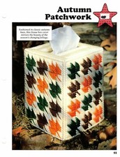 Autumn Patchwork Tissue Box Plastic Canvas Patterns Projects By Leisure Arts