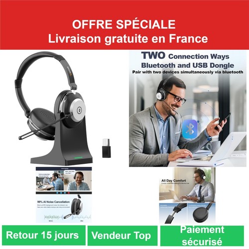 Wantek casque bluetooth sans - casque,