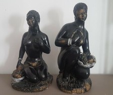 2 Women sculpture.2  Sculpture femme Vintages plaster en platre peint