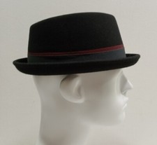 Chapeau Pork Pie En Laine Noire Fait En Italie