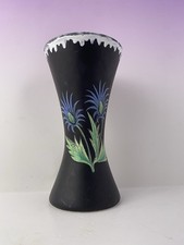 Grand vase Diabolo Signé gf Gabriel Fourmaintraux vallauris 1960 floral noir