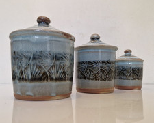 France, Danemark? - 3 grands pots couverts assortis en grès émaillé - vintage