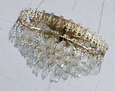 noble source plafonnier lustre lustre avec tenture en cristal années 1970 RARE