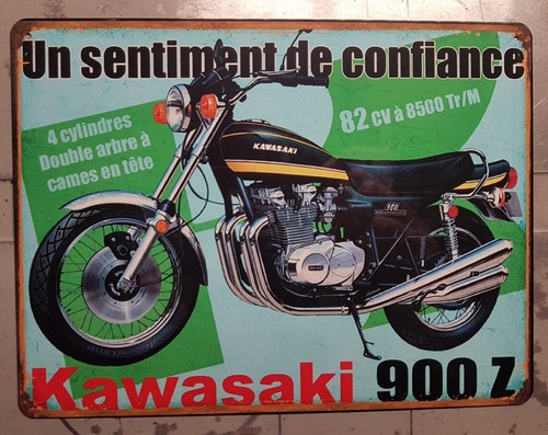 Plaque métal vintage kawasaki - plaque,