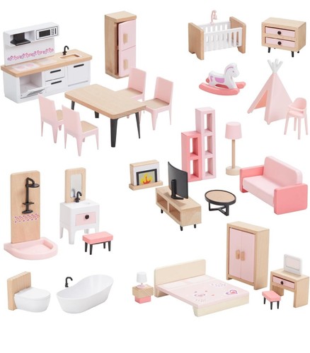 32pcs wooden dollhouse - wooden,