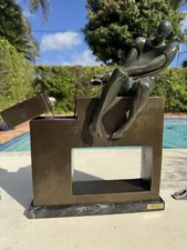 Paloma Hollow Bronze Statue Sculpture of Man Pulling Heavy Load with Marble Base