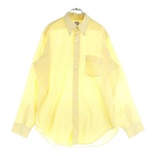 VINTAGE 60-70s Arrow Big Collar Button Down Long Sleeve Shirt Yellow Used 8f8bac