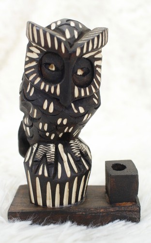 Wooden owl figurine pen - pen, /