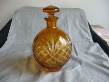 Antique carved crystal decanter, Val St Lambert or Bohemian. Chiseled cap