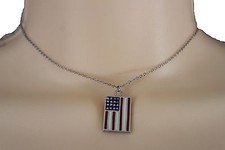 Femme Argent Métal Chaîne 4th De Juillet Mode Casual Collier Earring Set Bijoux