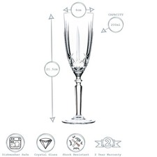 RCR Crystal 6x Orchestre Champagne Flûtes Verres Set Cut Glass Stepware 200ml