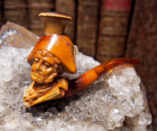 PIPE FUME CIGARETTE EN ÉCUME DE MER SCULPTÉE " UN REVOLUTIONNAIRE AVEC BICORNE "