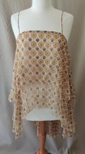 Dries van Noten Beige Patterned Silk Scarf Shirt with Thin Straps Sz 40 IT - US4