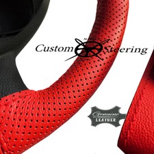 Pour Nissan Figaro 1989-1991 Rouge Perforé Housse Volant Cuir