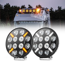 2 Phares Longue Portée LED Gabarit Blanc/Orange 12V 24V 120W E9 Camions VTT 4x4