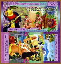 South Pacific States, $50 Bora Bora 2016, Polymer, UNC Toucan, Polynesian