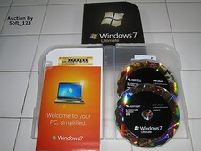 Microsoft Windows 7 Ultimate 32 Bit and 64 Bit DVDs MS WIN Full Retail Box Vers.