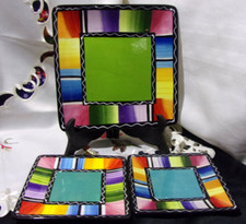 [lot of 3] Certified International SERAPE Square 9" SALAD & 2-6"Canape Plates