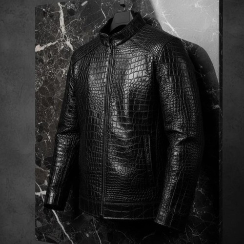 Veste cuir gaufré - en,