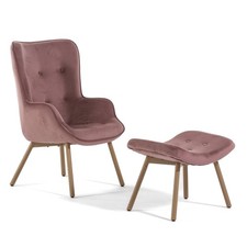 Fauteuil de lecture avec repose-pieds en velours élégant Living Relax SISSI