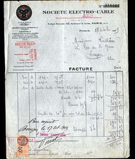 PARIS (XVI°) ELECTRIC CABLES "Société ELECTRO-CABLE" in 1929
