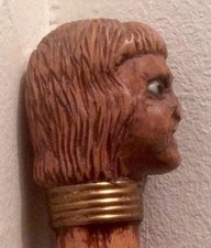 Canne Allemande Ancienne Siegfried Collection Art Populaire Yeux Sulfure XIXe