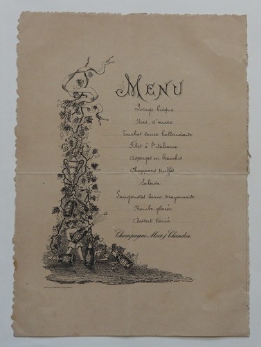 Menu ancien manuscrit - ancien, (xixè)
