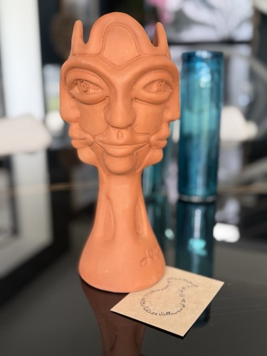 Vase sculpture visages - sculpture,