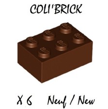 Lego 3002 - 6x Briques / Brick 2x3 - Marron / Reddish Brown - New Neuf