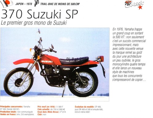 Fiche moto suzuki 370 - suzuki, (