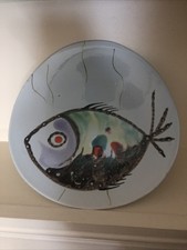 Assiette poisson MBFA Pornic, forme triangulaire, années 60 