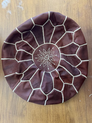 Dark brown round pouf cover - dark,