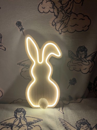 Lampe lapin lumineux bois - lapin,