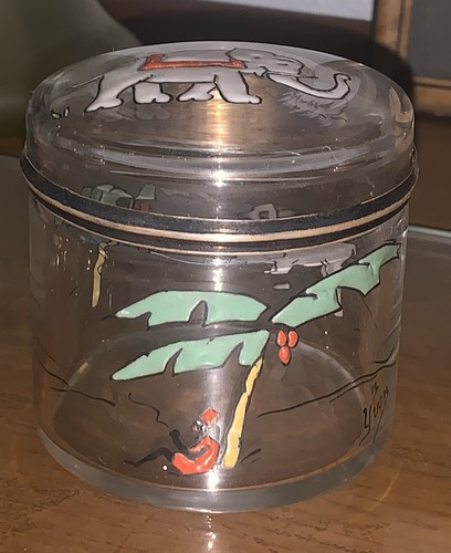 Rare boite verre - en, émaillé