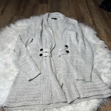Fortune + Ivy Gray Shawl Collared Cardigan Stitch Fix Women Sz S Open Long Line