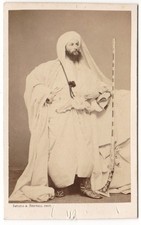 North African Arab Dignitary Warrior with Mukahla Rifle Photo CDV 1865 Paris