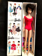 Barbie VTG Bubble cut brune #850 MATTEL 1962 Japan- boîte+stand+livret, BE rare